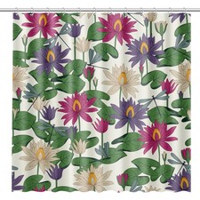 Fabric Shower Curtain with Design Machine Washable Waterproof Fabric Works ...