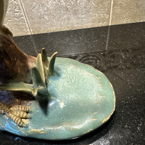 Majolica large bird figurine vintage amazing condition stamped - Picture 6 of 10