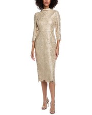 Badgley Mischka Floral Embroidered Midi Dress Women's