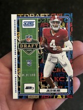 2025 Panini Score Jalen Milroe NFL Draft RC Showcase Rookie #/100 Seahawks SP!
