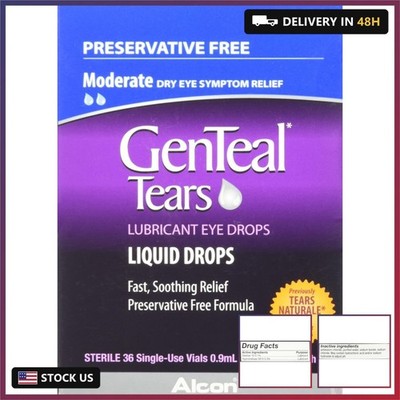 GenTeal Tears Lubricant Eye Drops, Moderate Liquid Drops, 36 Sterile, Single-Use