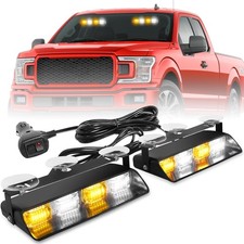 Emergency Dash Light Bar Amber White Safety Warning Hazard Visor Traffic 2x8.5