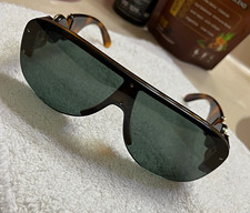 Versace Pilot Sunglasses Tortoise Shell Brown Plastic Frame Green Tinted Lens