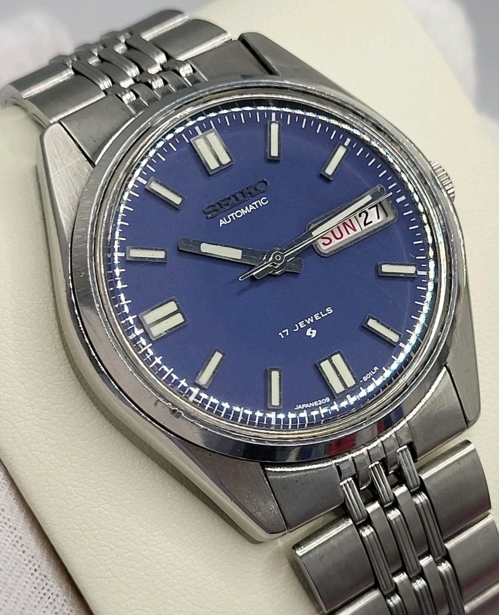 N. MINT] 1976 SEIKO 6309-8019 Day-Date Blue Dial 37mm Automatic