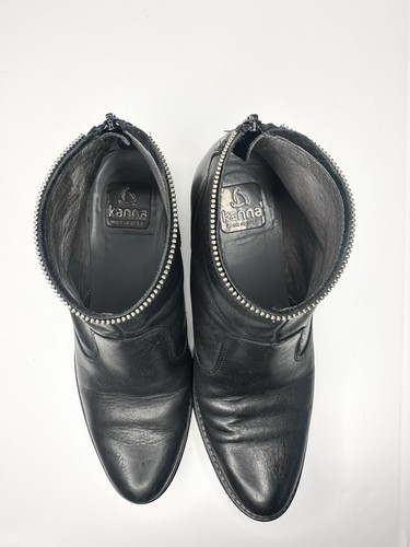 Kanna Women’s Black Leather Bootie Zipper Closure Made In Spain Size EU 38 - Picture 6 of 9