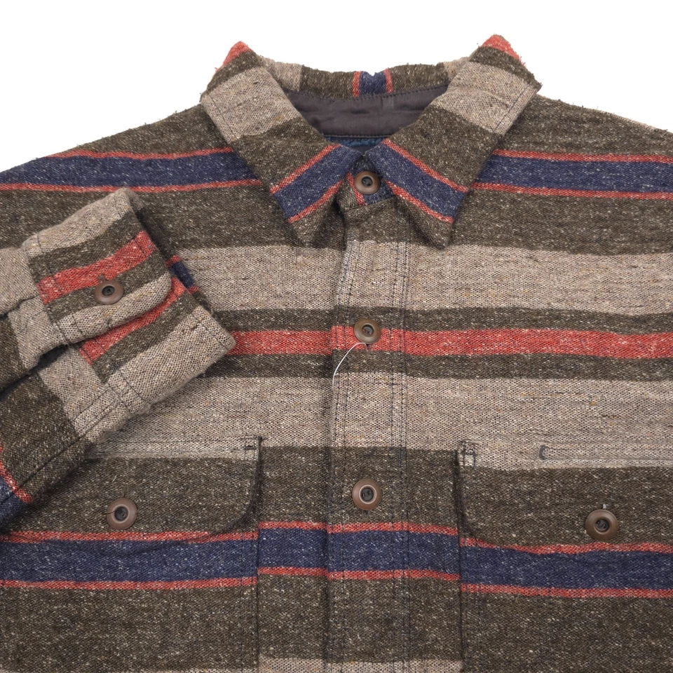 RRL Double RL Preston Brown Striped Long Sleeve Overshirt Mens Size Small - Image 2 of 4