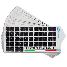 100x Italian PC Laptop Keyboard Stickers QWERTY 13x11mm - Black Simpletek
