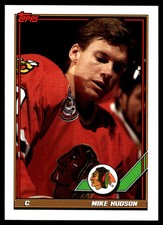 1991-92 Topps #495 Mike Hudson Chicago Blackhawks Hockey Card