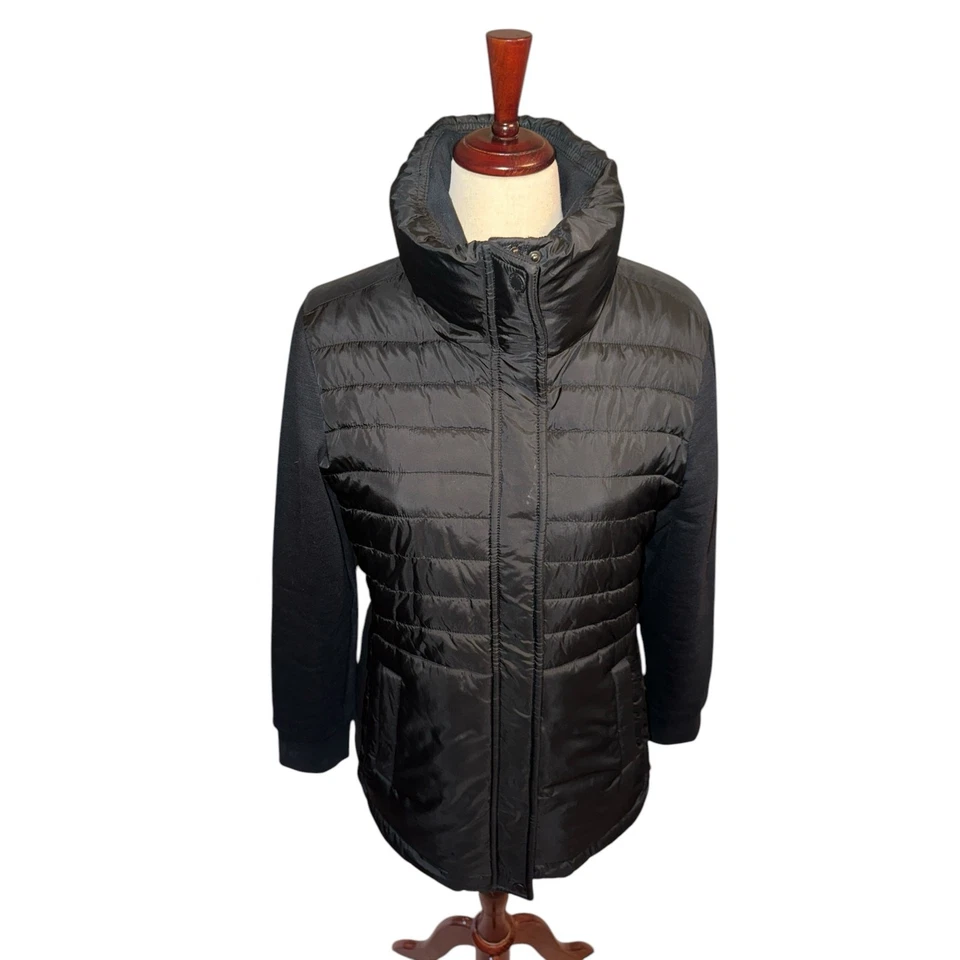 Chaqueta acolchada negra híbrida mixta Roots para mujer talla L abrigo de invierno Foto 2 de 4