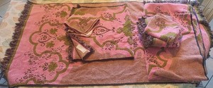 Lady Pepperell West Point Pepperell Green And Pink All Cotton Towel Set