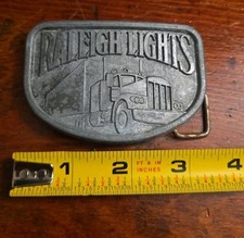 Raleigh Lights Belt Buckle Semi Truck 18 Wheeler Vintage 70's 80's