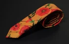 Red Poppy Men's Neck Tie Anzac Day Poppy LEST WE FORGET Skinny Yellow Necktie