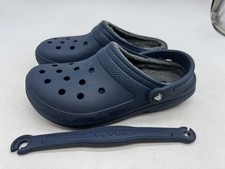 DAMAGED Crocs Classic Lined Clogs Blue Rubber Slip-On Comfort - 7 Men/9 Women