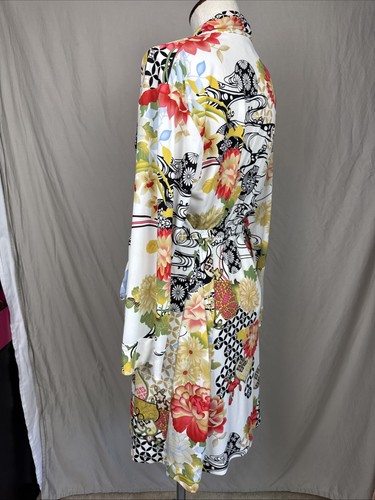 Natori Satin Womens MEDIUM Floral 36" Robe +Belt Paisley Tropical Asian Lingerie - Picture 6 of 19