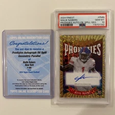 2024 Topps Finest Malik Nabers Prodigies Auto Oil Spill Geo Ref /10 PSA 10