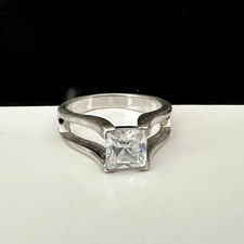 Sterling Silver 925 Wedding Band Designer CZ Bridal Engagement Ring Solitaire