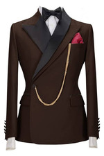 Men Double Breasted Peak Lapel Formal Prom Groom Tuxedo Wedding 2 Piece Suit