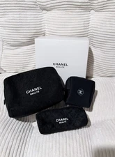 New Chanel Beaute GWP 3-Piece Black & White Terry & Neoprene Set