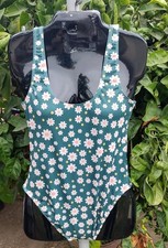 White Daisies on Dark Green IAV Youth Swimsuit, Size XL