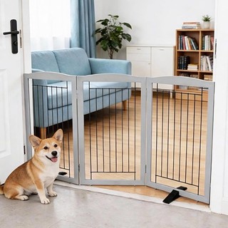 Freestanding Pet Gate For Auction Grey 3 Panels 60" W x 32" H