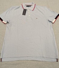 Tommy Hilfiger Polo Shirt Short Sleeve Blue Logo Classic Casual M