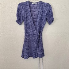 Reformation Lucky Floral Purple Argentina Wrap Mini Dress XS