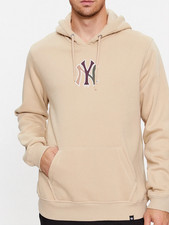 New York Yankees Hoodie Men's 47 Brand MLB Split Logo Khaki Top - New