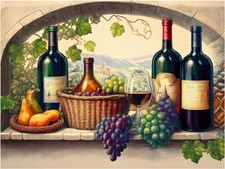 Tile Mural Wine Themed Tuscany Vineyard Kitchen Wall Backsplash Marble Ceramic