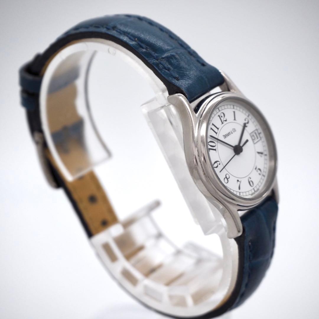 Tiffany Watch White Classic Ladies Blue Date TIFFANY,18038 image 3