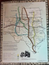 Cattle Trails of the Old West Map, Chuck Wago...