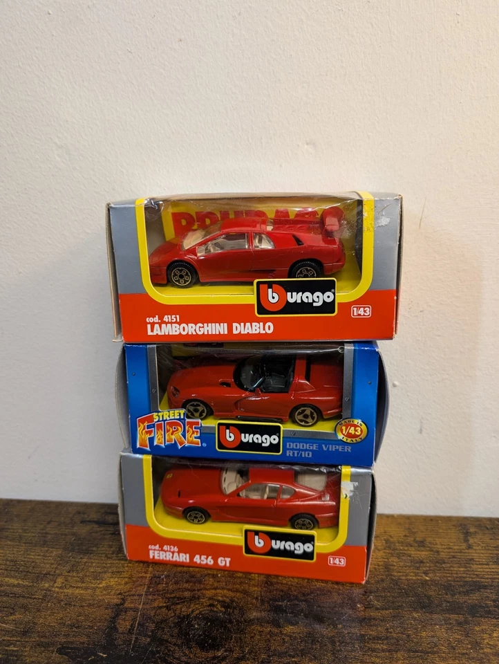 Burago Lamborghini Diablo Dodge Viper Ferrari 456 GT Models 1/43 Scale Bundle  - Image 2 of 4