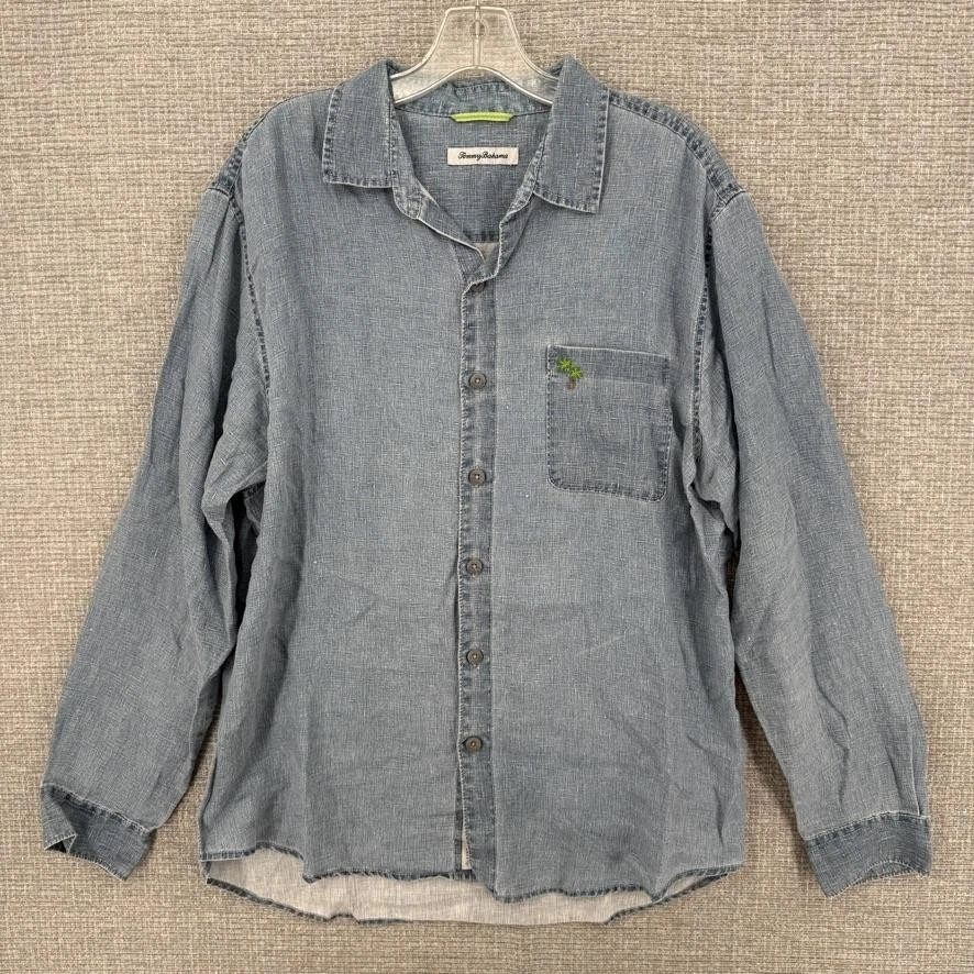 Tommy Bahama Linen Long Sleeve Solid Casual Button-Down Shirts for