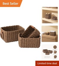 Versatile Storage Baskets with Leather Tags - 3 Pack for Organized Living