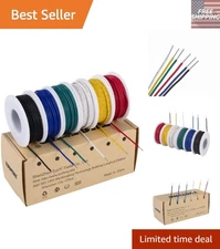 22 AWG Solid Core Hookup Wires - 6 Color 30ft Spools for Arduino Projects