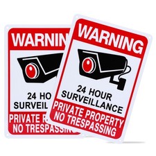 2 Pack No Trespassing Signs Private Property Video Surveillance Signs, 10x7 Inch