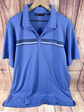 Travis Mathew Polo Shirt Men 2XL Blue Short Sleeve Tropical Logo XXL