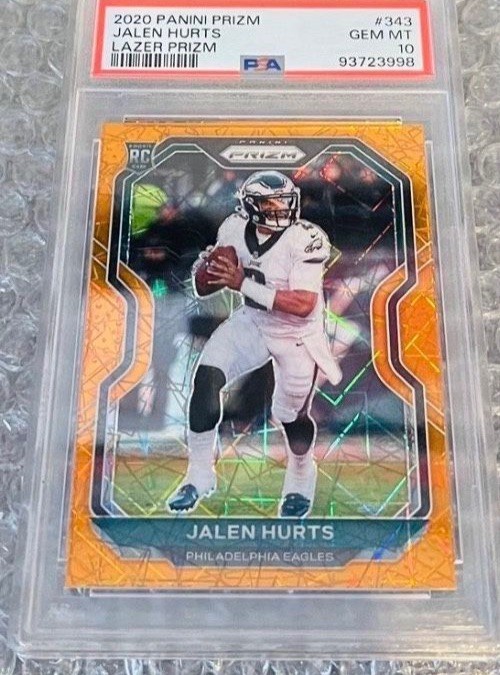 2020 Panini Orange Lazer Prizm #343 Jalen Hurts Eagles RC Rookie PSA 10 GEM MINT
