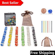 60-Piece Translucent Glass Marbles Set with Petal Design - Ideal for Kids' Games