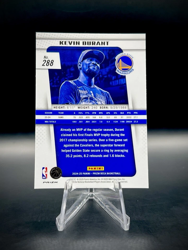 💙2024-25 Panini Prizm Deca #288 Kevin Durant MVP Silver Holo Prizm - Image 2 of 3