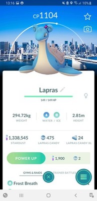 Lapras Wearing Blanche Accessory Mystic Themed Background Tokyo  Pokemon Go 