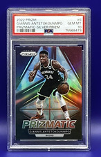 Giannis Antetokounmpo PSA 10 2022-23 Prizm Silver Holo Prizmatic Insert #5 Bucks