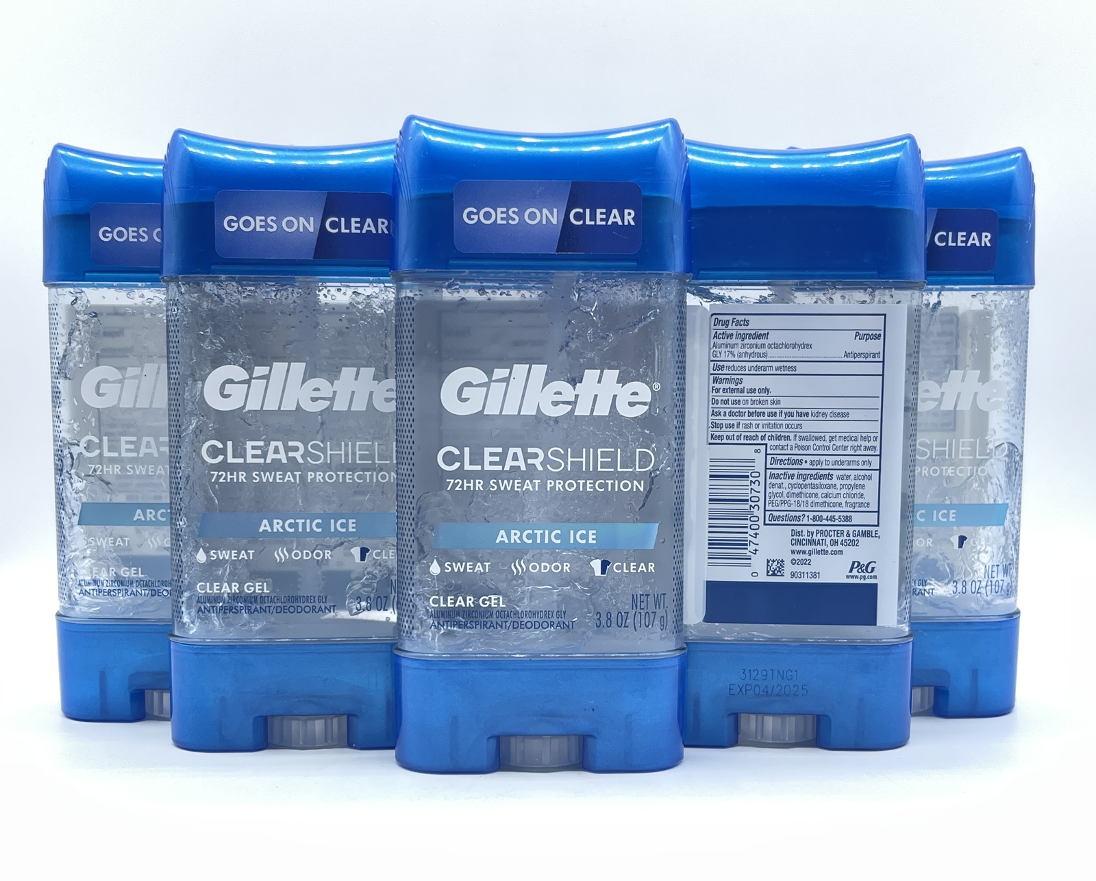 6 Pack, Gillette Deodorant, Arctic Ice, Clear Gel, 3.8 Oz Each, EXP 04