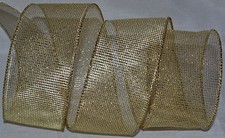 Wired Ribbon Sheer Christmas Mesh Holiday Gold Metallic 2.5" Wreath Gift Bow
