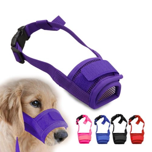 Adjustable Pet Dog Mask Bark Bite Mesh Mouth Muzzle Grooming Anti Stop Chewing - Picture 1 of 15