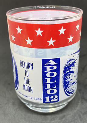   VTG Nasa Apollo 12 Glass Tumbler Return to the Moon Nov 19,1969 Libby F/SHIP