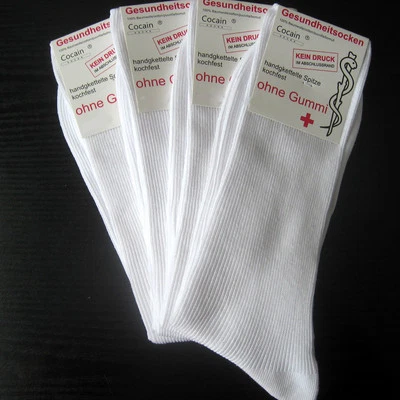4 Paire Chaussettes Sans Caoutchouc 1/1 Côtelé Infirmière 100% Coton Blanc 35 - - Photo 1/2