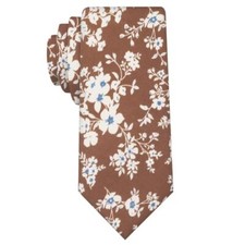 Men's Cotton Printed Floral Neck Tie Skinny Tie Orange Blue Floral