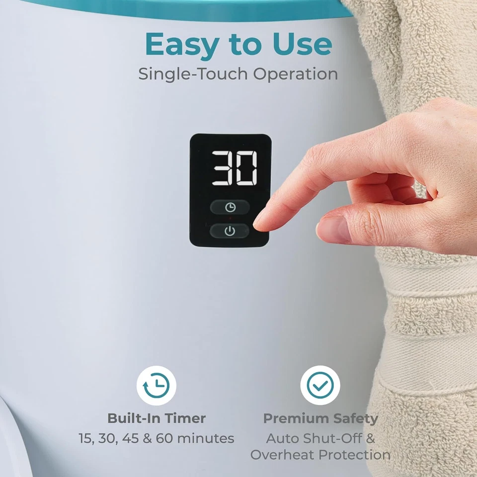 SereneLife SLTLW700 Luxury Towel Warmer Bucket, Single Touch - Blue - Image 4 of 4