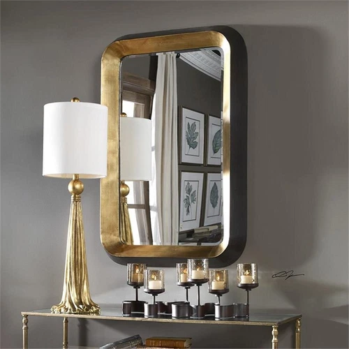 Uttermost Niva MDF Wood and Metal Decorative Mirror in Gold and Black - Picture 5 of 7