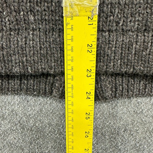 Maglione lana VINTAGE donna M? Maglia grossa marrone con cappuccio e zip intera fatta a mano - Foto 9 di 10